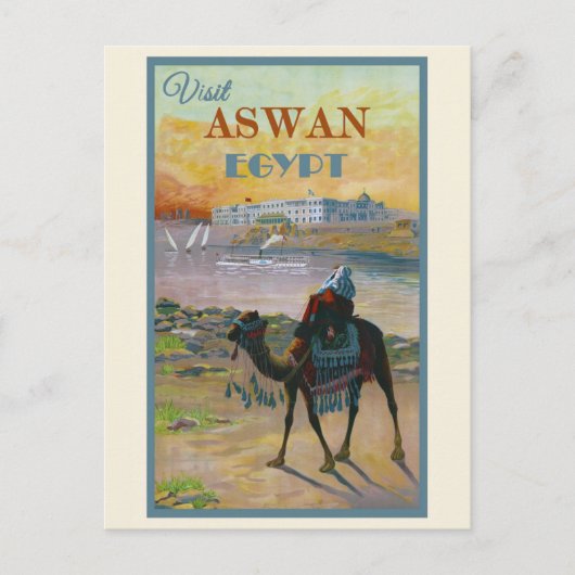 Egypte bezoek Aswan Travel Briefkaart (Voorkant)