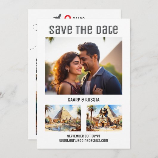 Egypte Caïro bestemming bruiloft foto opslaan datu Save The Date (Voorkant / Achterkant)