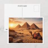 Égypte. Complexe pyramidal de Gizeh. Carte postale (Devant / Derrière)