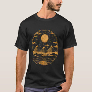 Egypte Drie piramides en zon illustratie Farao T-shirt