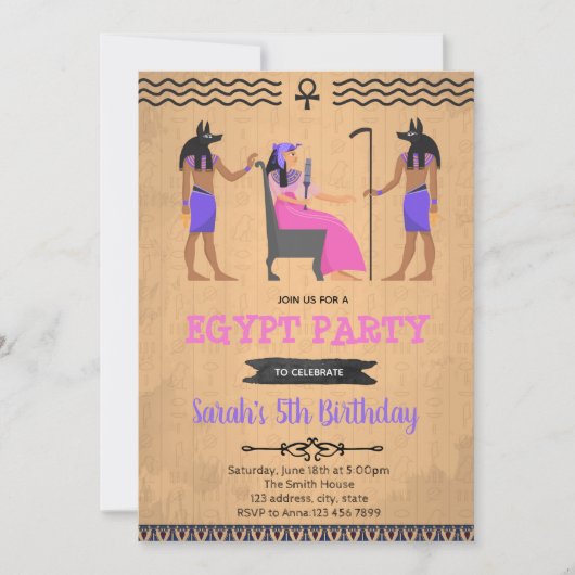 Égypte fille anniversaire invitation (Devant)