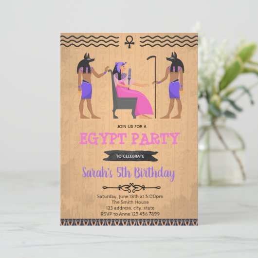 Égypte fille anniversaire invitation (Debout devant)