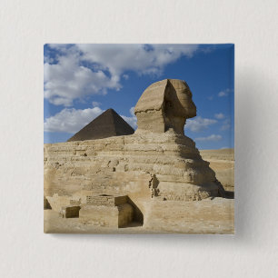 Egypte, Giza. De grote Sfinx verrijst boven de 2 Vierkante Button 5,1 Cm