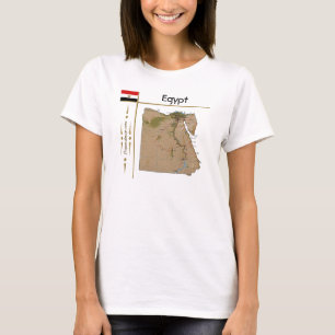 Egypte Kaart + Vlag + Titel T-Shirt