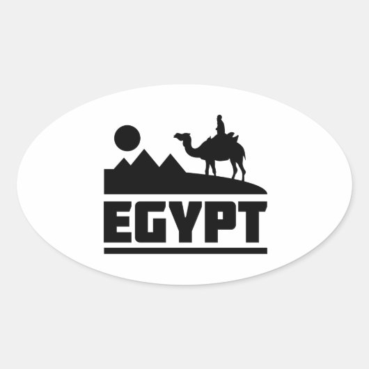 Egypte kameel silhouet ovale sticker (Voorkant)