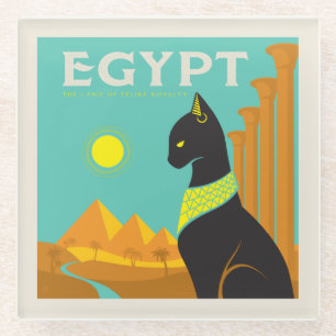 Egypte   Land van Feline Royalty Glazen Onderzetter