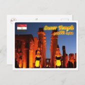 Egypte - luxe tempel ' s nachts - briefkaart (Voorkant / Achterkant)