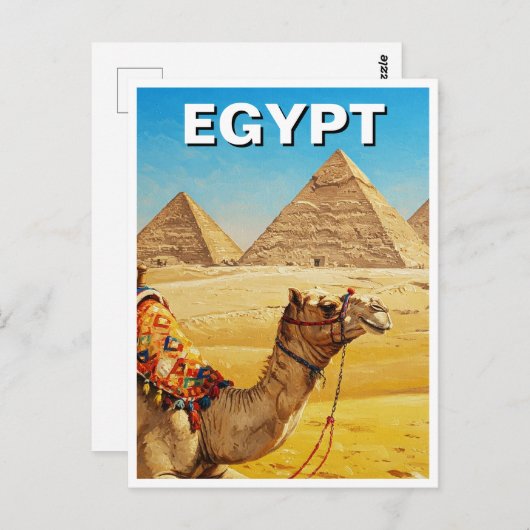Egypte Sfinx Piramides van Giza Camel Briefkaart (Voorkant / Achterkant)