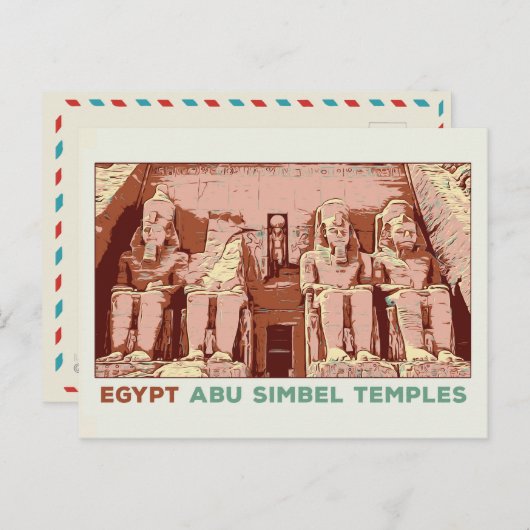 Égypte, temples d'Abu Simbel illustration Carte po (Devant / Derrière)