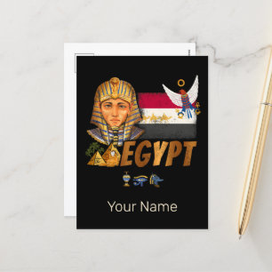 Egypte Vintage Farao Vlag En Piramides Souvenir Feestdagenkaart