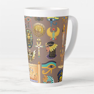 Egyptian Ancient Hieroglyphic Pattern Symbol Latte Mok