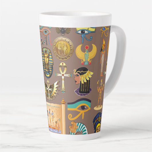 Egyptian Ancient Hieroglyphic Pattern Symbol Latte Mok (Rechterhoek)