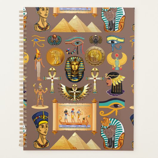 Egyptian Ancient Hieroglyphic Pattern Symbol Planner (Voorkant)