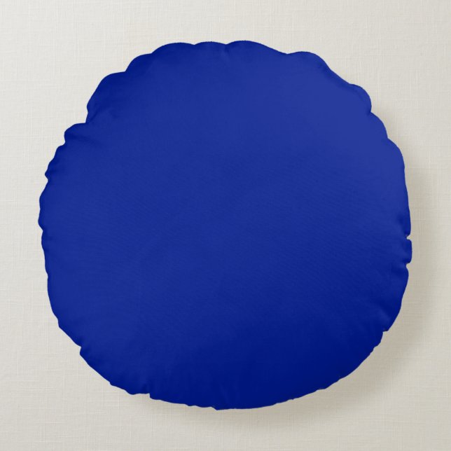 Egyptian blue solid plain rond kussen (Voorkant)