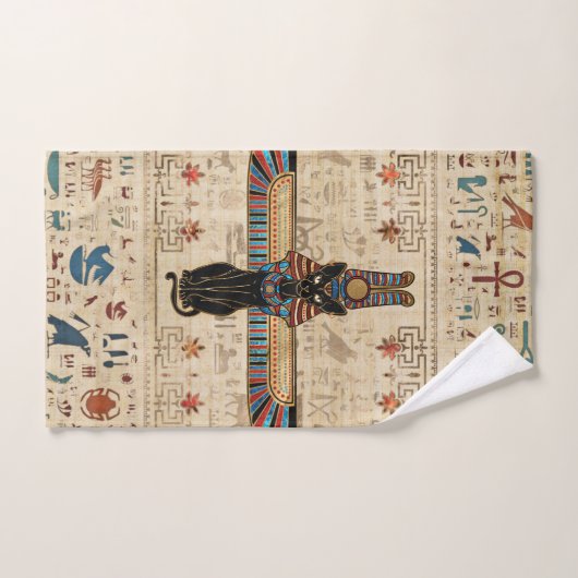 Egyptian Cat - Bastet on papyrus (Serviette à main)