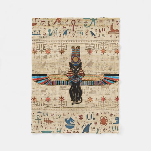 Egyptian Cat - Bastet on papyrus Fleece Deken (Voorkant)