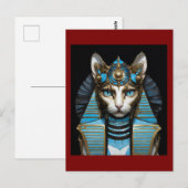 Egyptian cat pharaoh briefkaart (Voorkant / Achterkant)