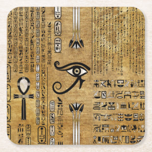 Egyptian Eye of Horus - Wadjet Ornament Vierkante Kartonnen Onderzetter