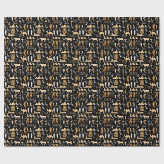 Egyptian Hieroglyphic Symbol Pattern Background   Cadeaupapier (Vlak)
