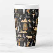 Egyptian Hieroglyphic Symbol Pattern Background Latte Mok (Voorkant)