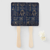 Egyptian hieroglyphs and deities gold on marble handwaaier (Voorkant en achterkant)