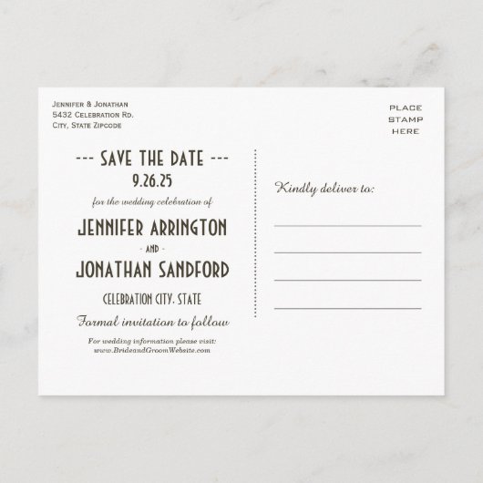 Egyptian Nouveau mariage Enregistrer la date Carte (Dos)