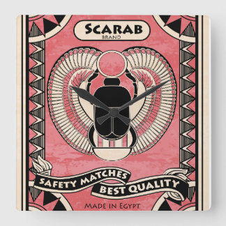 Egyptian Scarab Beetle Matchbox Art Clock Vierkante Klok