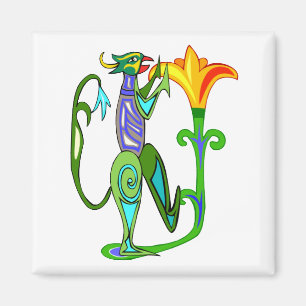 Egyptisch Art Deco met een Lotus Flower Magnet Magneet