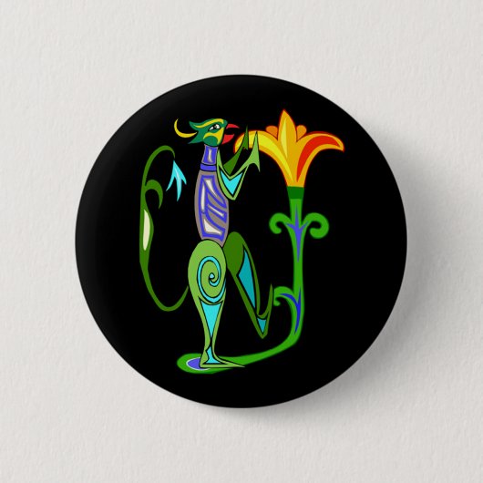 Egyptisch art deco met een lotusbloem Button (Voorkant)