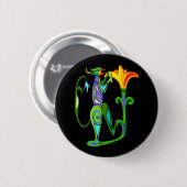Egyptisch art deco met een lotusbloem Button (Voorkant /achterkant)