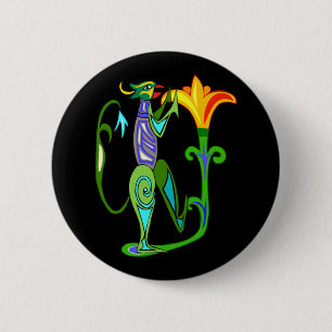 Egyptisch art deco met een lotusbloem Button