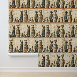 Egyptisch Bastet Kat God Hieroglyfisch Behang