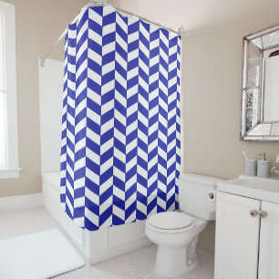 Egyptisch blauw herringbone douchegordijn