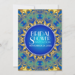 Egyptisch Deco Blauw Goud Zon Vrijgezellenfeest Kaart