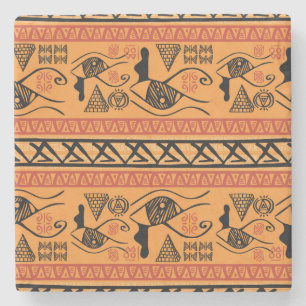 Egyptisch gestreept, tribaal motief. stenen onderzetter