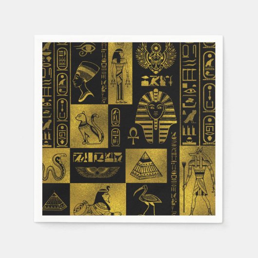 Egyptisch Goud hiërogliefen en symbolen collage Servetten (Voorkant)