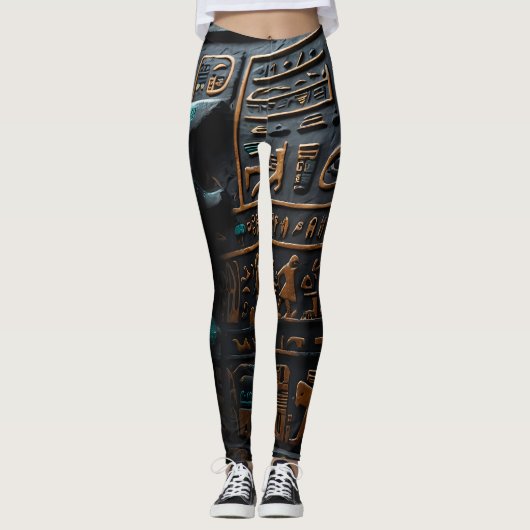 Egyptisch goud hiërogliefen Leggings (Voorkant)
