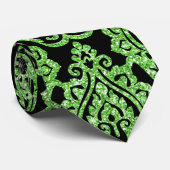  Egyptisch Groen Glitter Ornamental Pattern Stropdas (Opgerold)