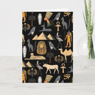 Egyptisch hiëroglief Symbool Patroon Achtergrond Kaart