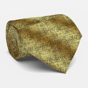 Egyptisch Hieroglyphics Gold Black stropdas