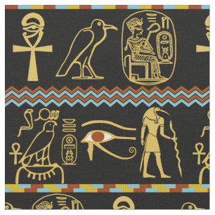 Egyptisch Hieroglyphs oog van Horus Tile Pattern Stof