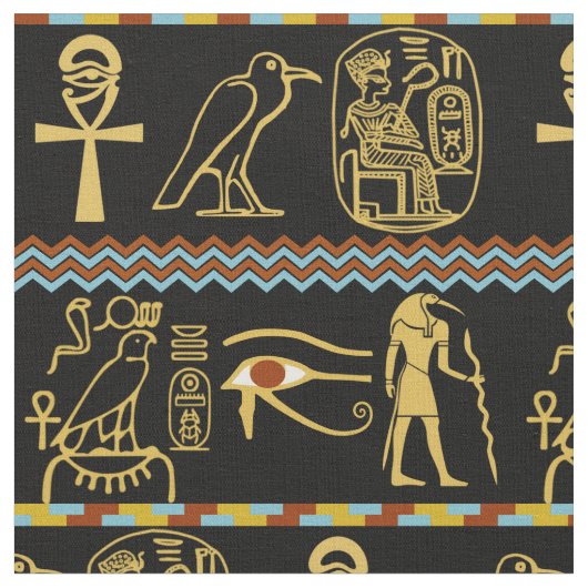 Egyptisch Hieroglyphs oog van Horus Tile Pattern Stof (Close Up)