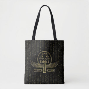Egyptisch kruis - Ankh - Goud en zwart Draagtas