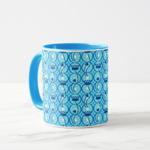 Egyptisch Lotus-patroon, kobalt en turquoise Mok