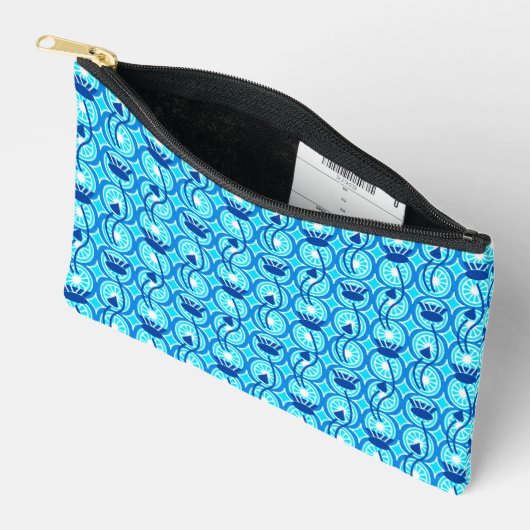 Egyptisch Lotus Pattern, Cobalt Blue en Turquoise Etui (Open)