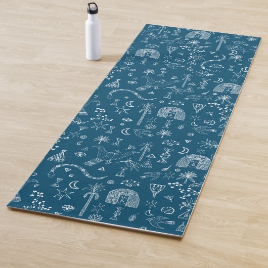 Egyptisch Magic White Snake Line Art Pattern Yogamat (In situ)