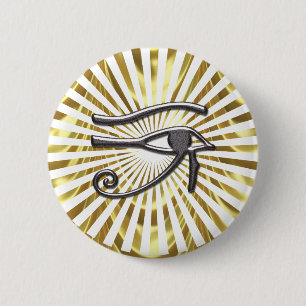 Egyptisch oog van Horus Gold en Black Ronde Button 5,7 Cm