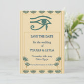 Egyptisch Oog van Horus Lotus Gouden Save the Date Kaart (Staand voorkant)