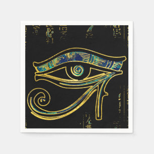 Egyptisch oog van Horus over hiërogliefen en marm Servet