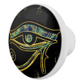 Egyptisch oog van Horus over hiërogliefen en marme Keramische Knop (Rechts)